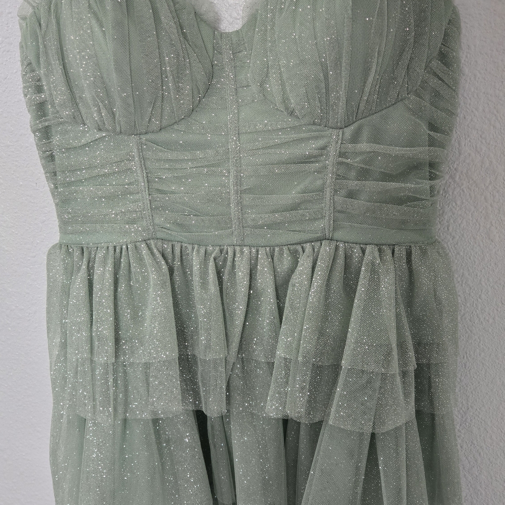 Elegant Glittering Green Mini Dress